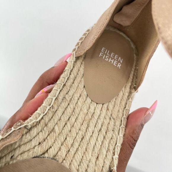 Eileen Fisher Gold Lala Espadrille Flat Ankle Strap Shoes Women’s Size 9.5 - Picture 11 of 14
